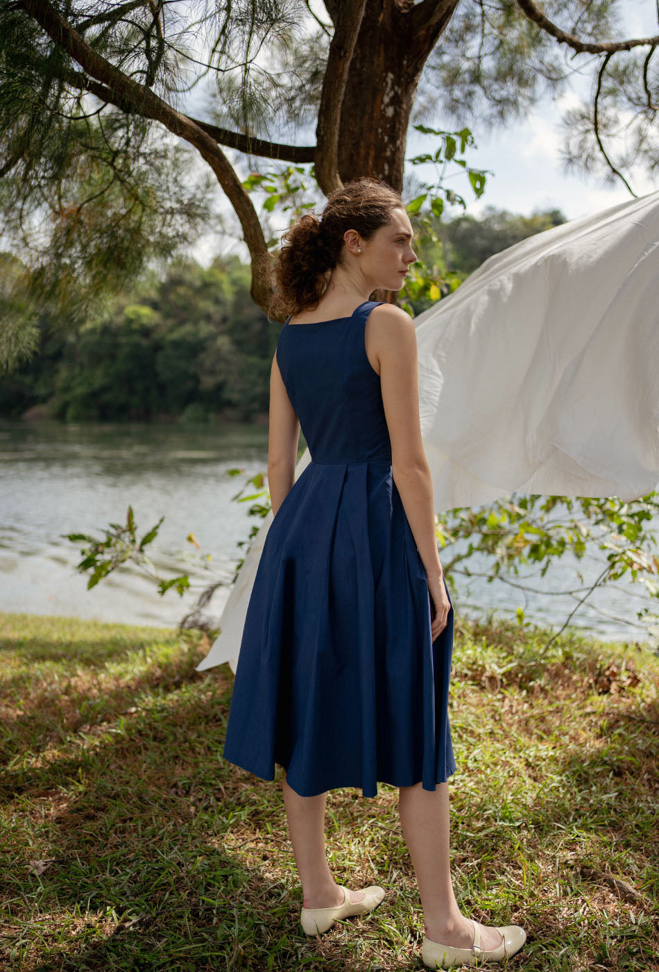 Annecy Cotton Dress in Navy