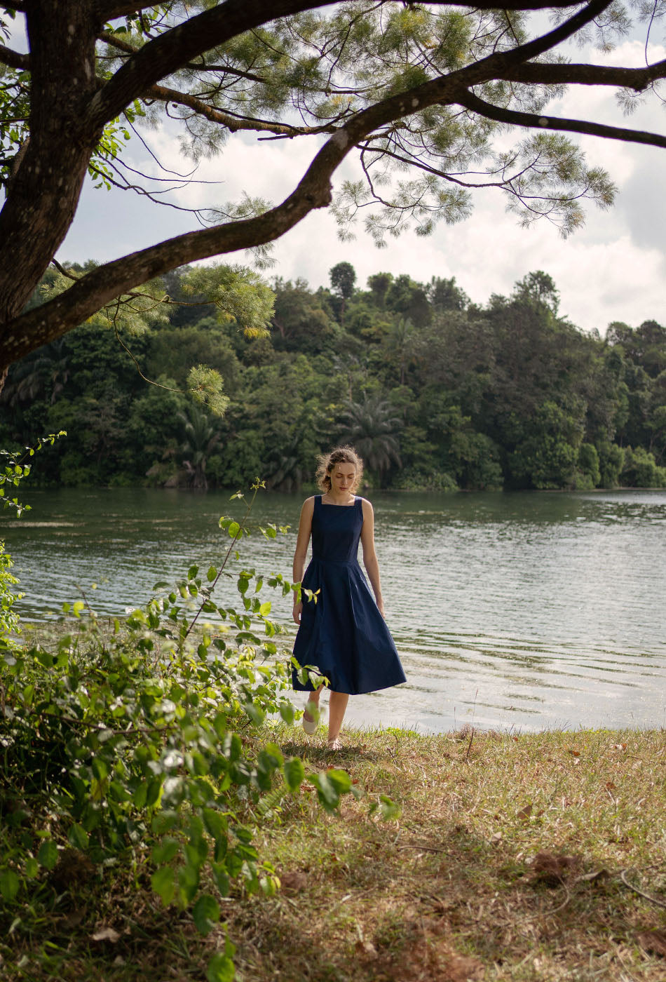 Annecy Cotton Dress in Navy