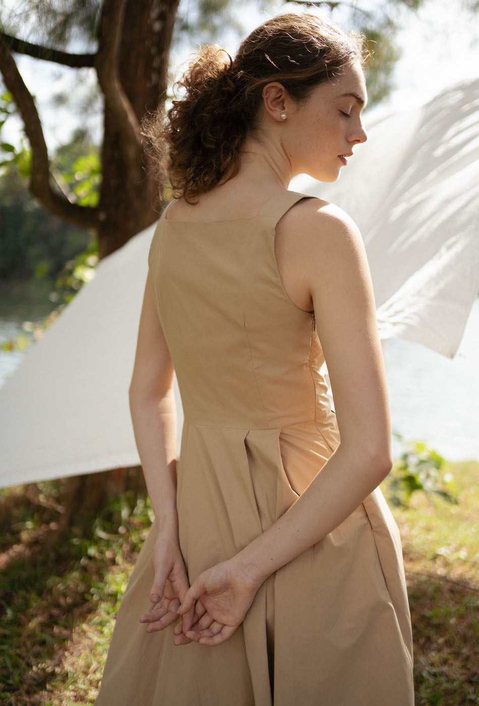 Annecy Cotton Dress in Tan