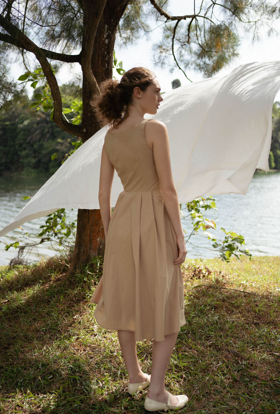 Annecy Cotton Dress in Tan