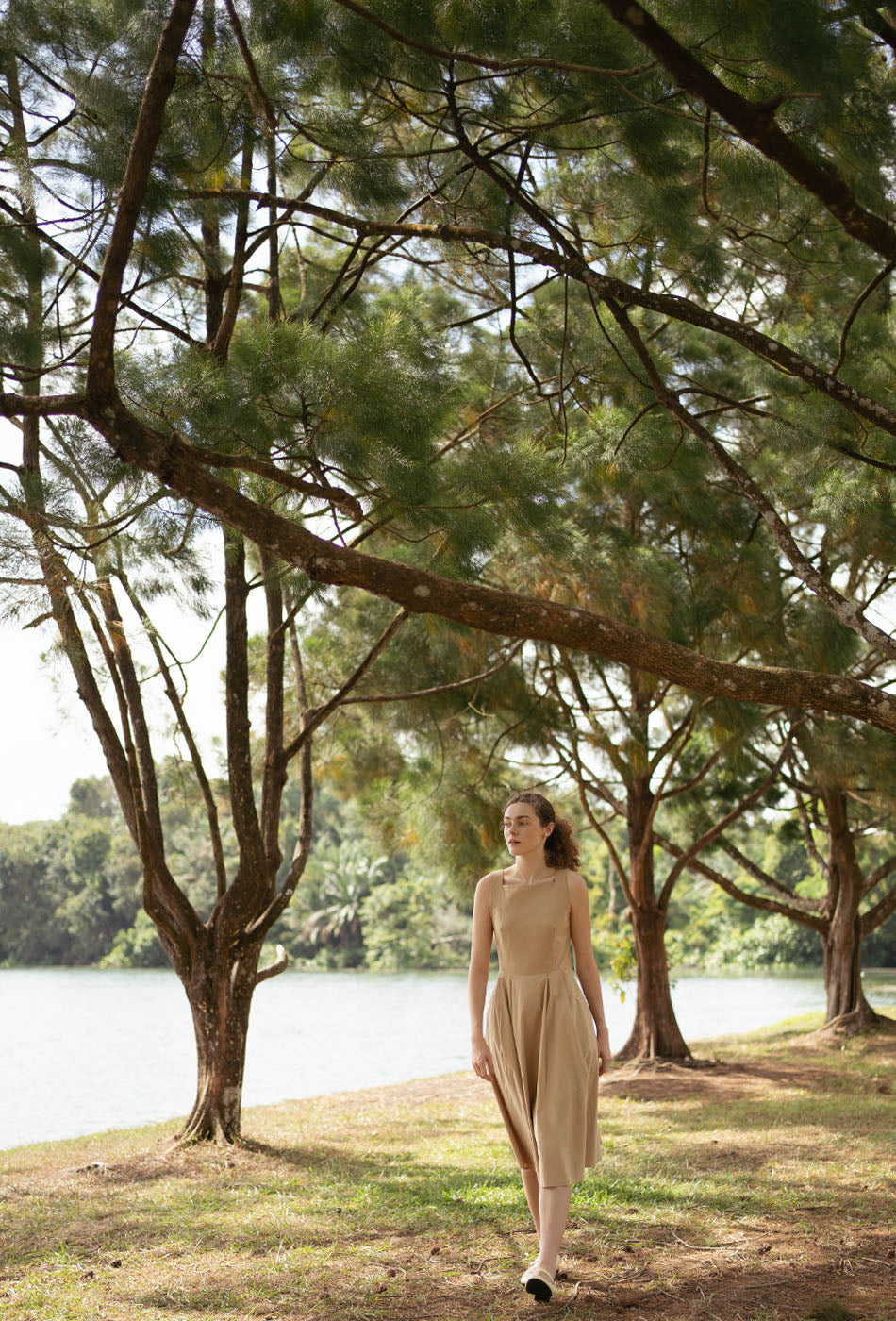 Annecy Cotton Dress in Tan