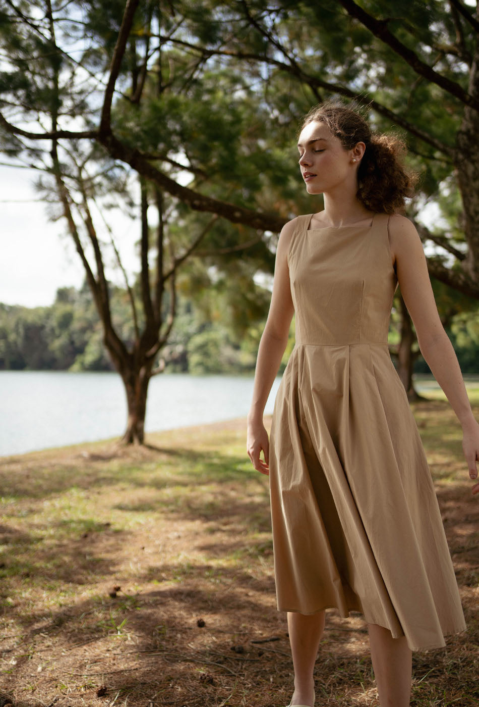 Annecy Cotton Dress in Tan