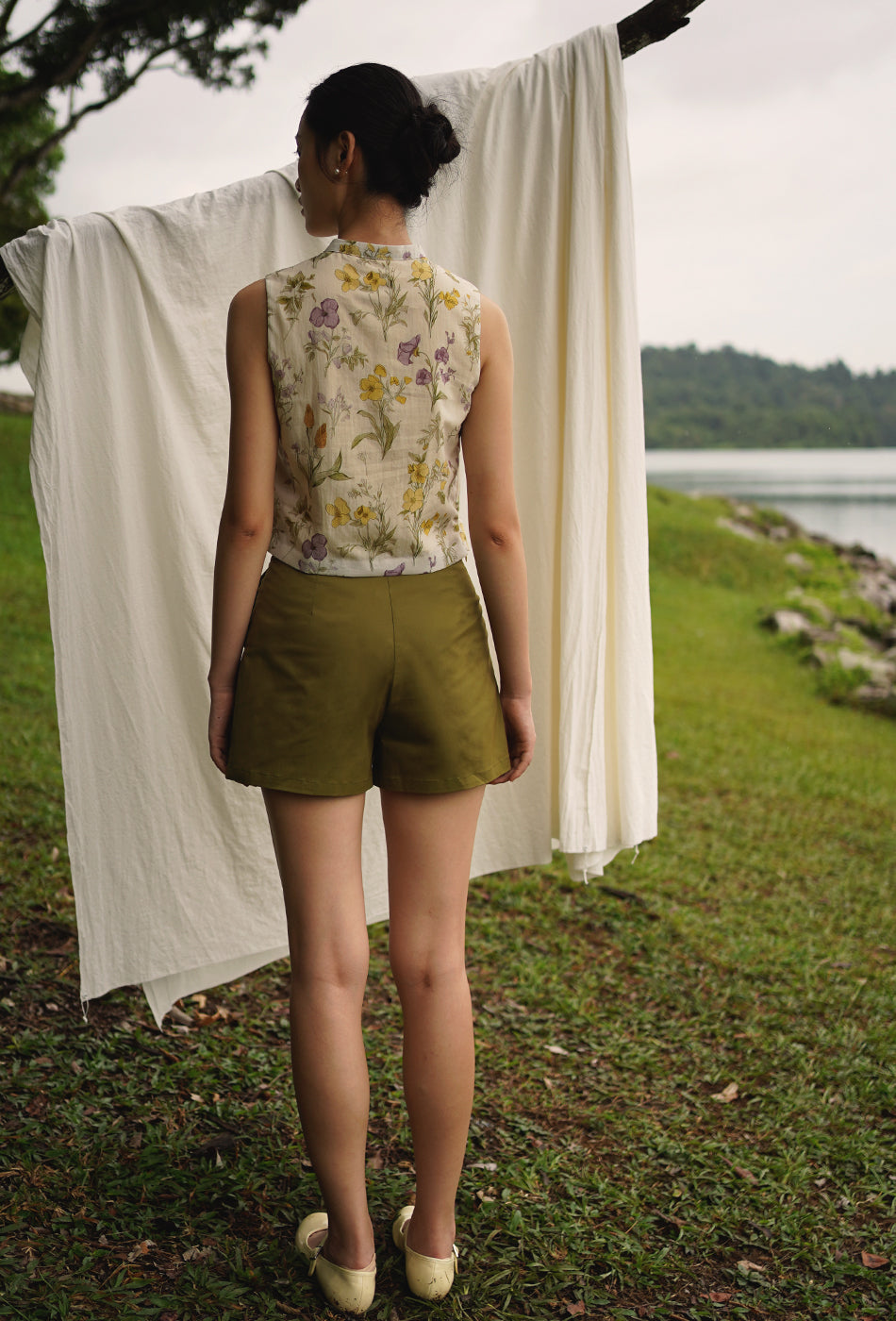 Warm Rays Cotton Shorts in Army