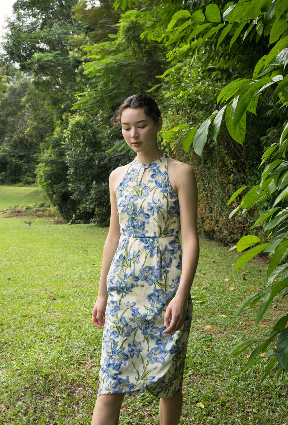 Beloved Cotton Cheongsam in Blue Bliss