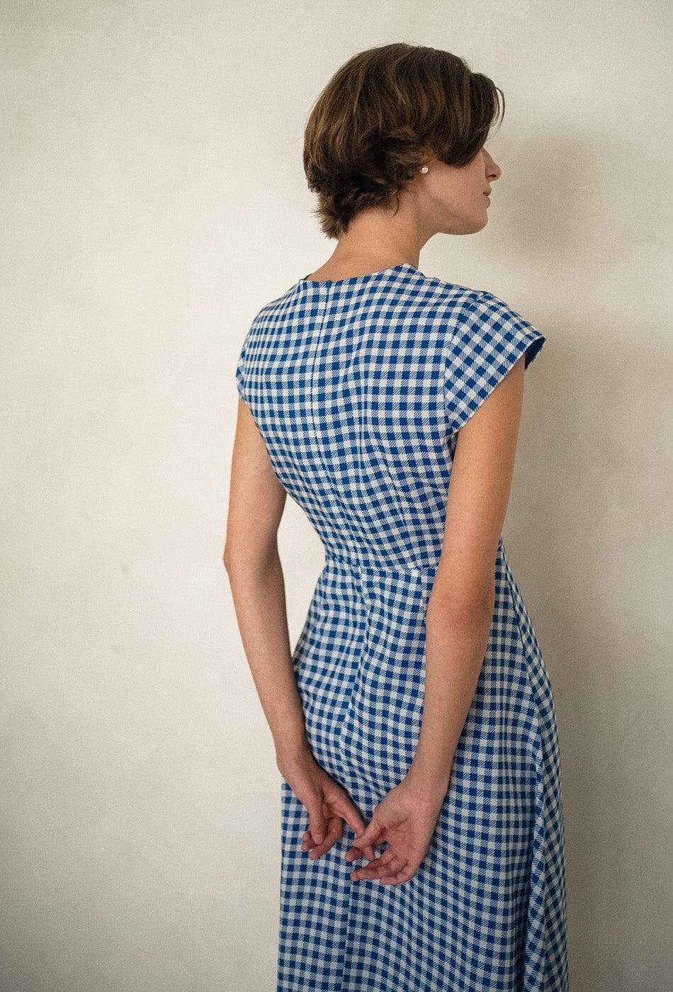 Brighter than Sunshine Cotton Cheongsam in Gingham Blue
