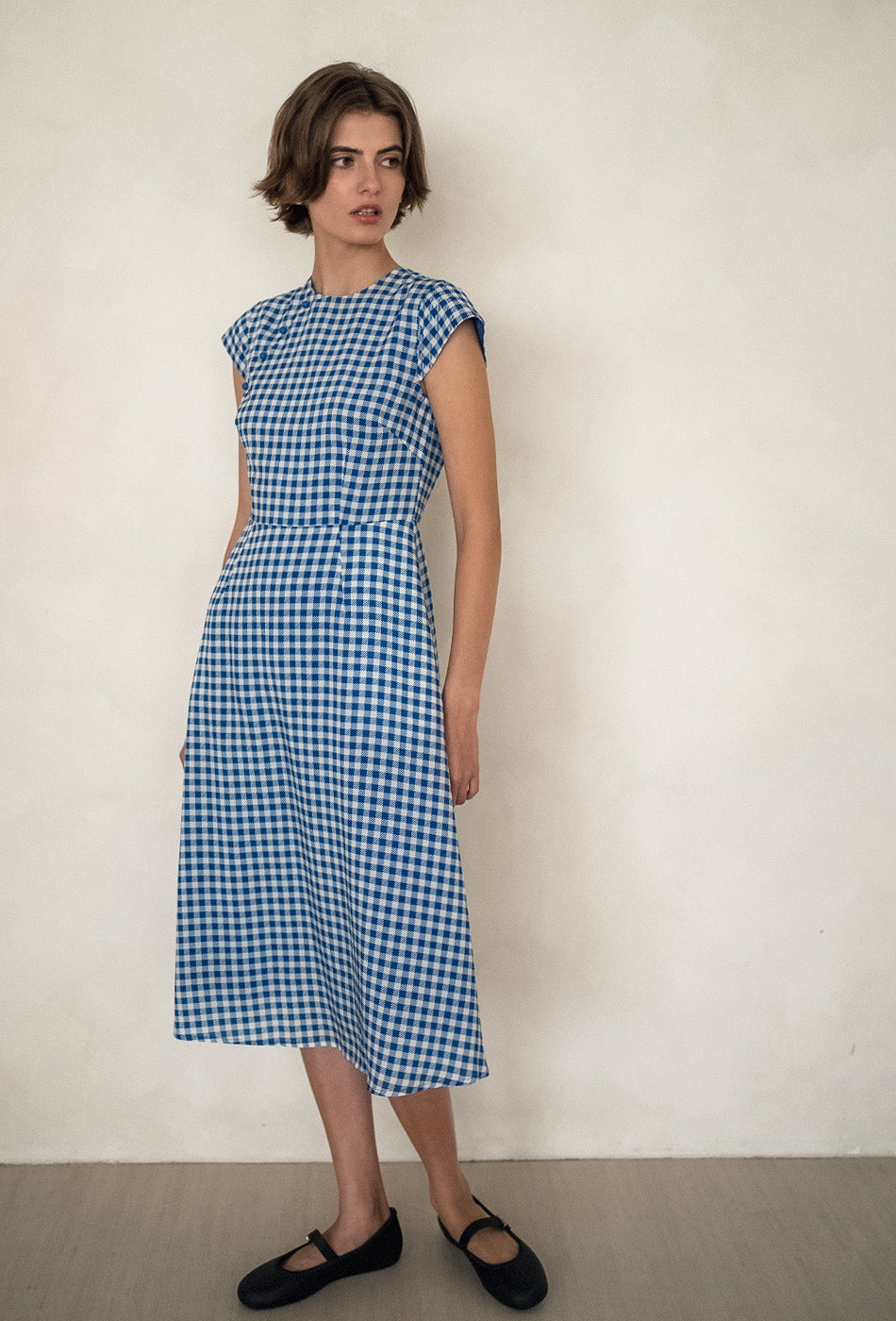 Brighter than Sunshine Cotton Cheongsam in Gingham Blue