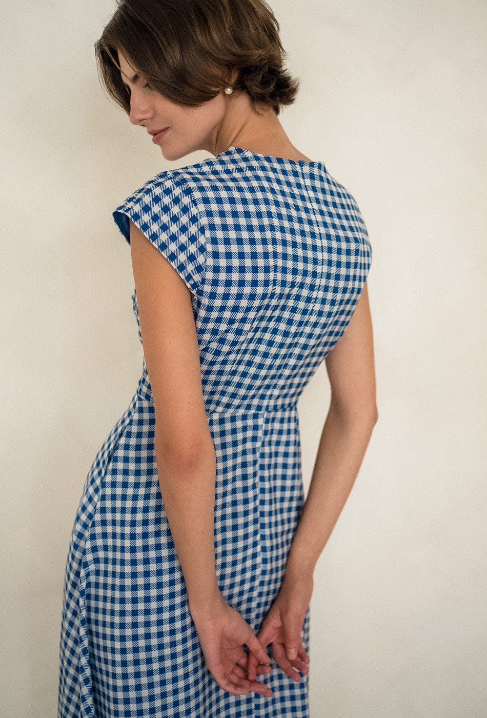 Brighter than Sunshine Cotton Cheongsam in Gingham Blue