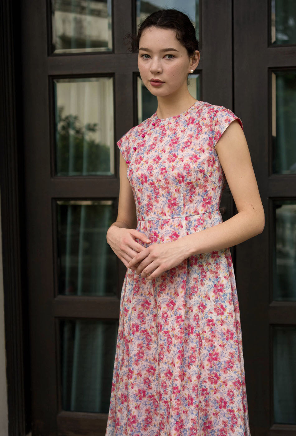 Brighter than Sunshine Cotton Cheongsam in Hibiscus Crush