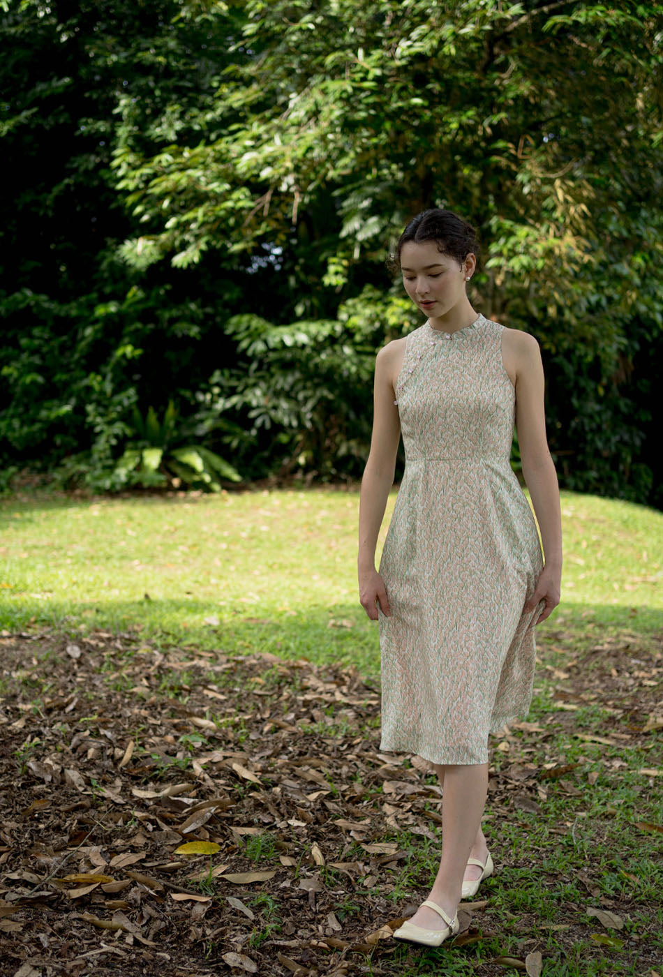 Cherished Cotton Cheongsam in Blush Petals