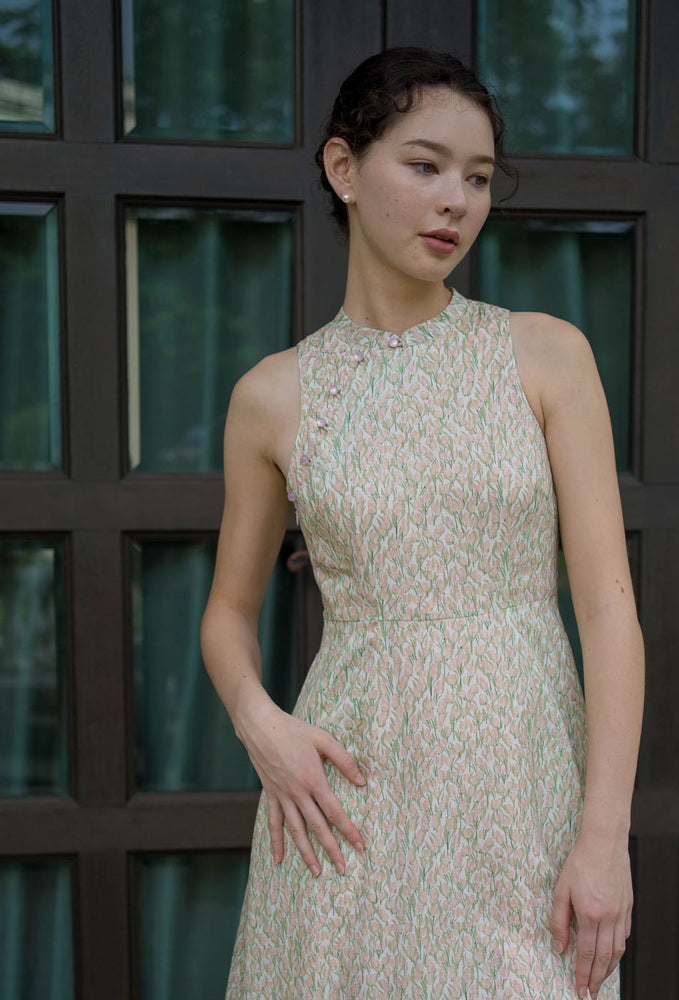 
                  
                    Cherished Cotton Cheongsam in Blush Petals
                  
                