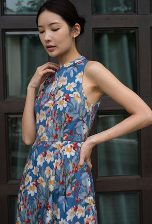 
                  
                    Cherished Cotton Cheongsam in Garden Blue
                  
                