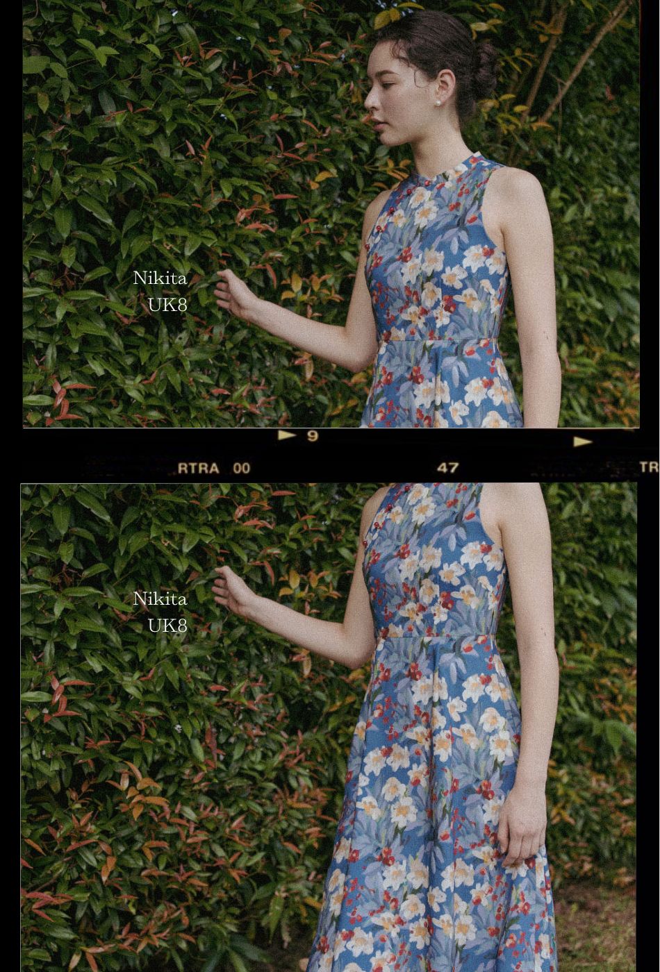 Cherished Cotton Cheongsam in Garden Blue