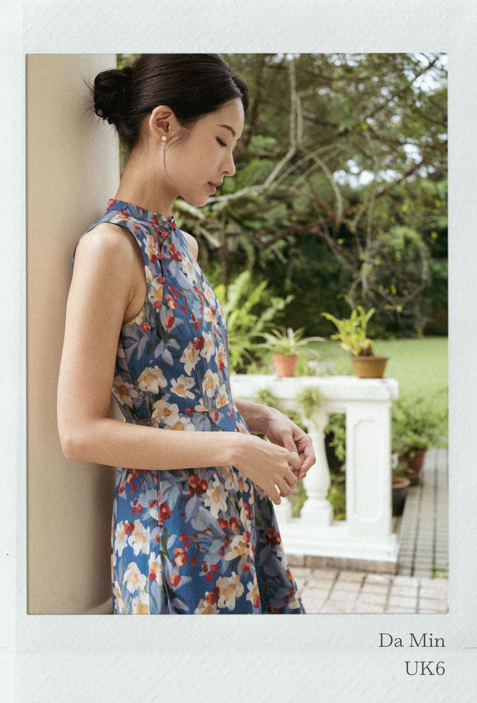 Cherished Cotton Cheongsam in Garden Blue