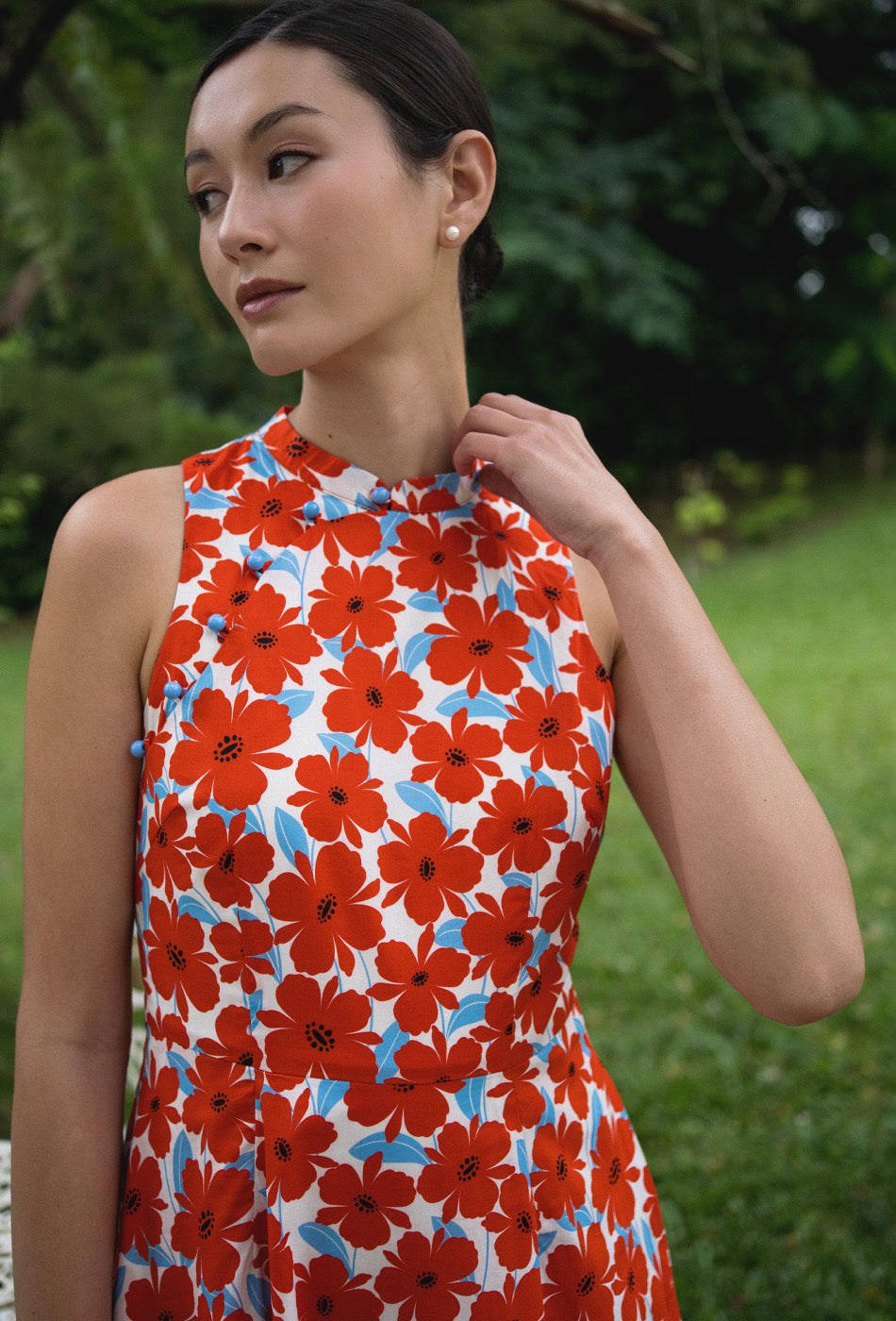 Cherished Cotton Cheongsam in Summer Poem