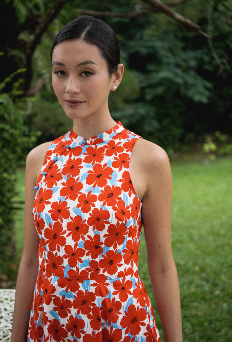 Cherished Cotton Cheongsam in Summer Poem