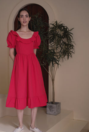 
                  
                    Sunset Dance Cotton Dress in Raspberry
                  
                