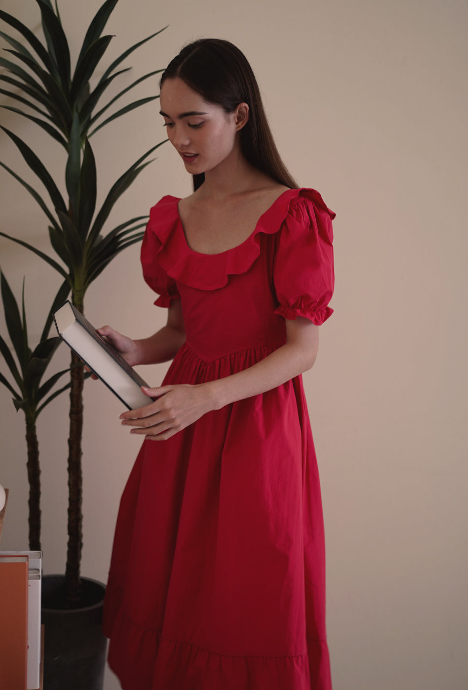 Sunset Dance Cotton Dress in Raspberry