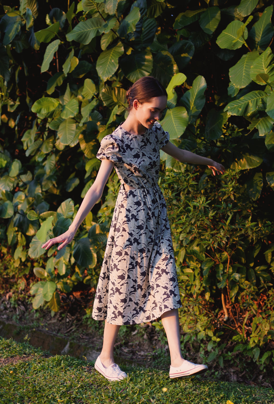 Stole My Heart Cotton Dress in Nightfall Stroll