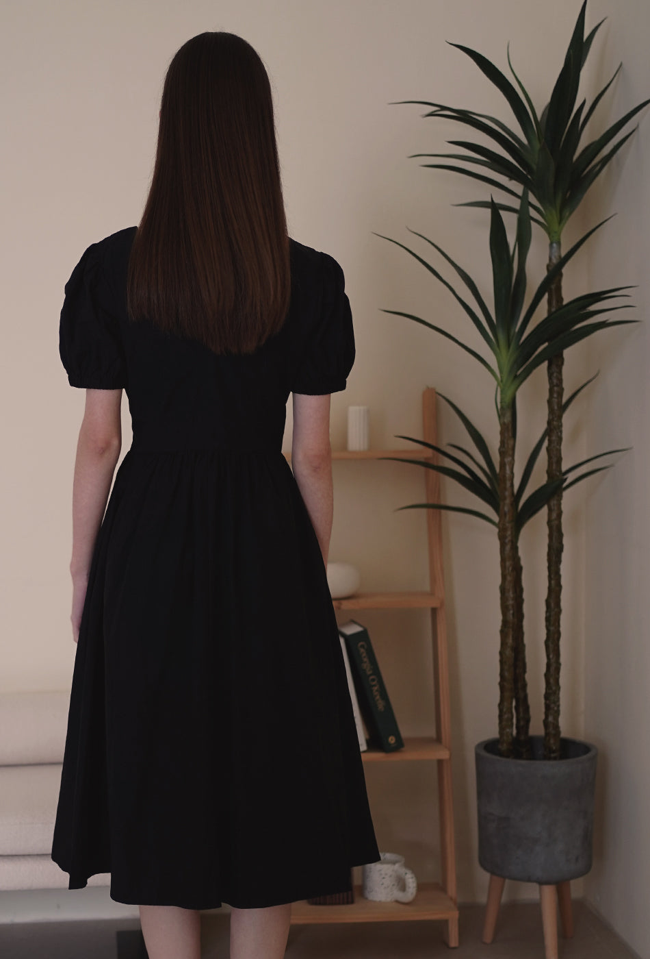 Off to Manhattan Cotton Dress in Black