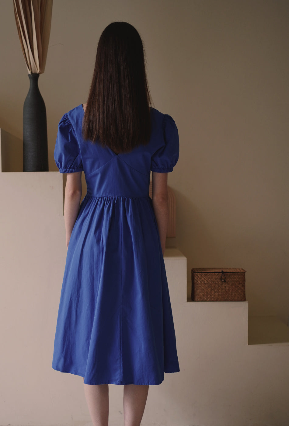 Off to Manhattan Cotton Dress in Blue