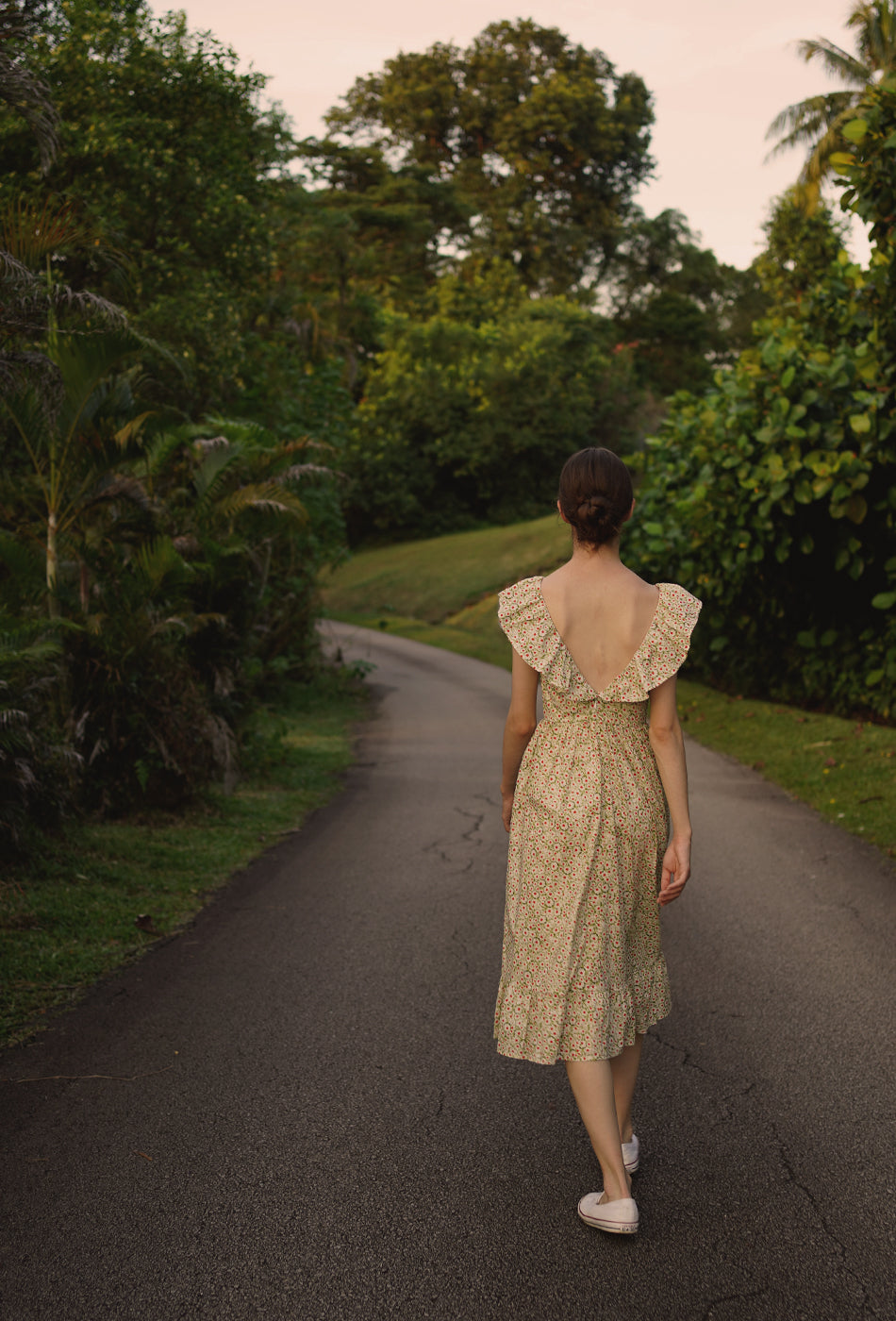 Something Ruffle Cotton Dress in Nature Lover