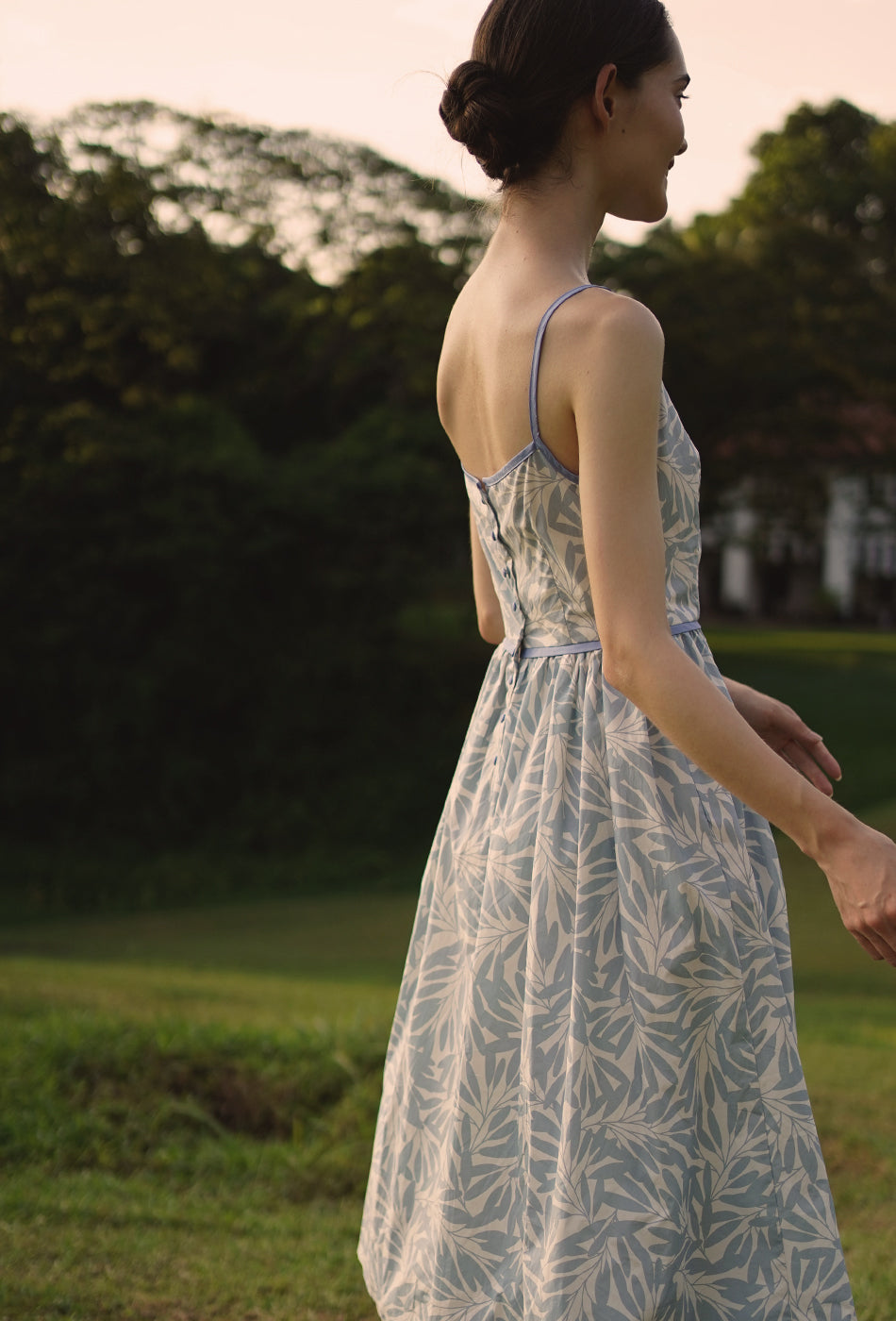 Seems Like Old Times Cotton Dress in Sky Blue Petals