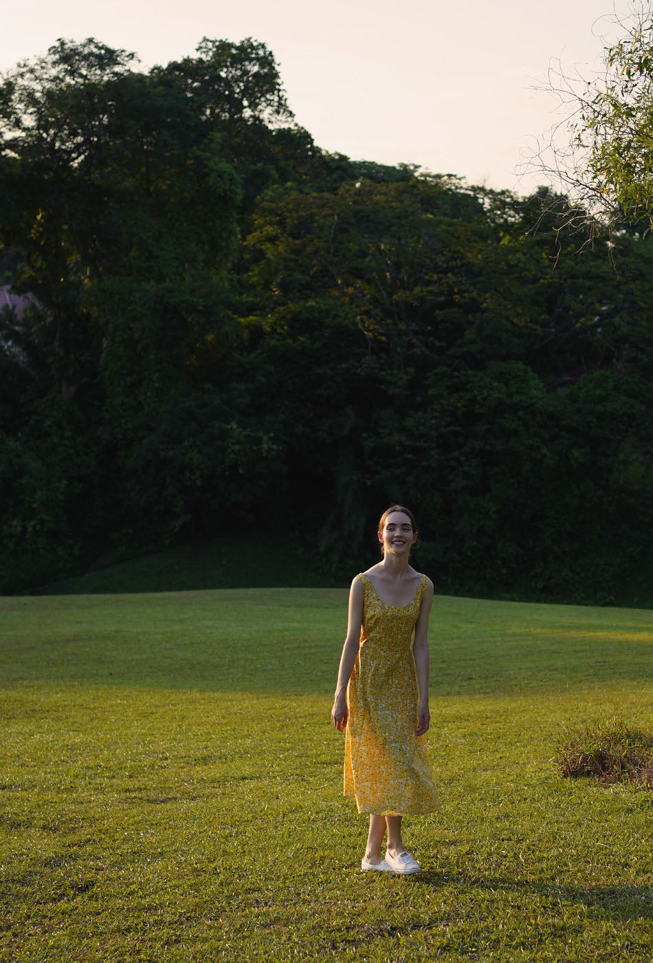 The Classic Scoop Cotton Dress in Poppy Garden