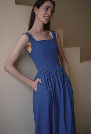 
                  
                    Classic Day Cotton Dress in Calming Blue
                  
                