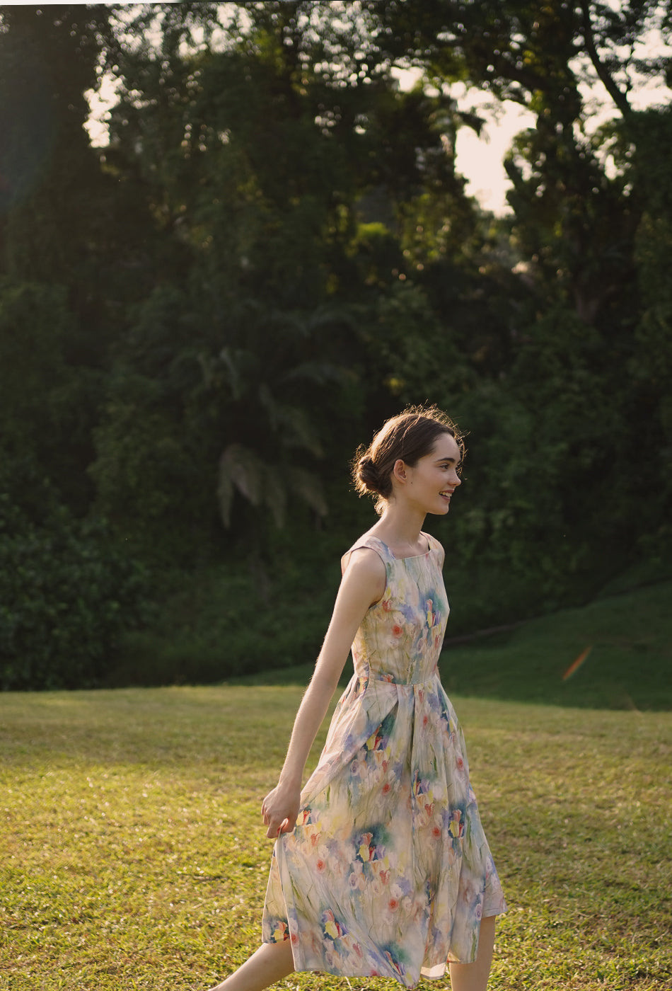 Annecy Cotton Dress in Nature's Canvas