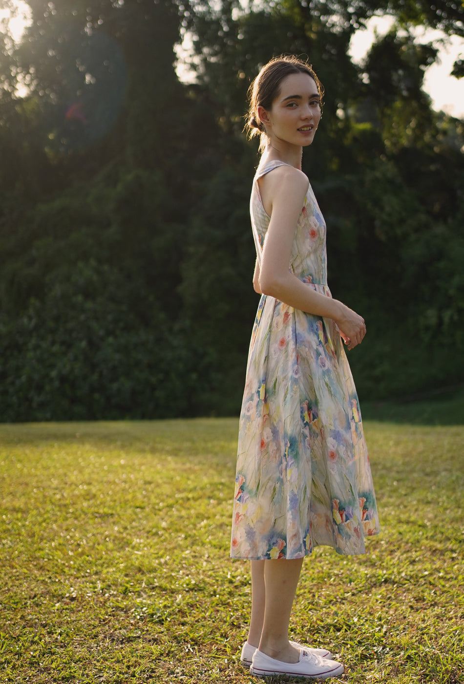 Annecy Cotton Dress in Nature's Canvas