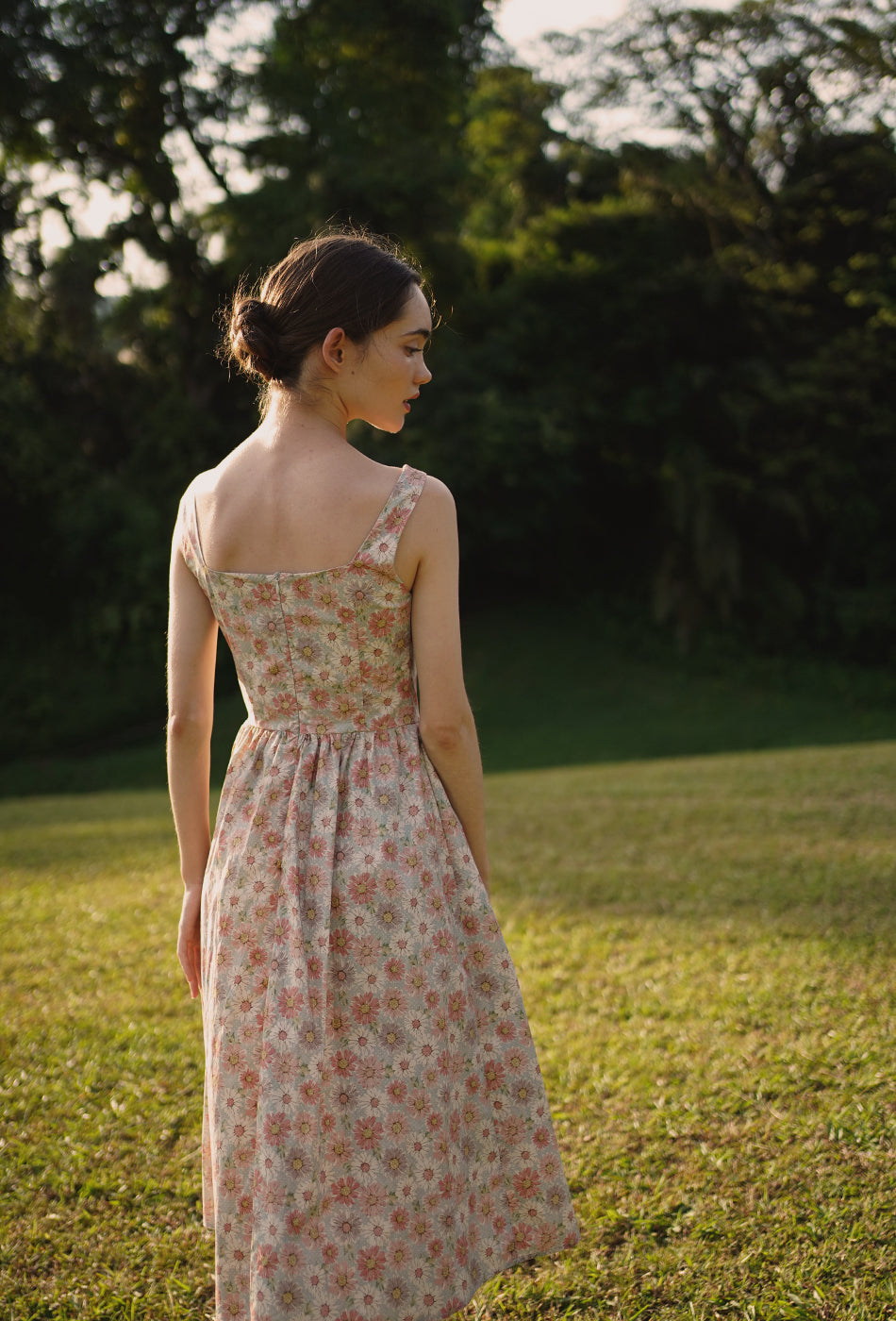 Classic Day Cotton Dress in Fields of Daisies