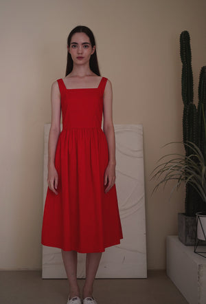 
                  
                    Classic Day Cotton Dress in Ruby Red
                  
                