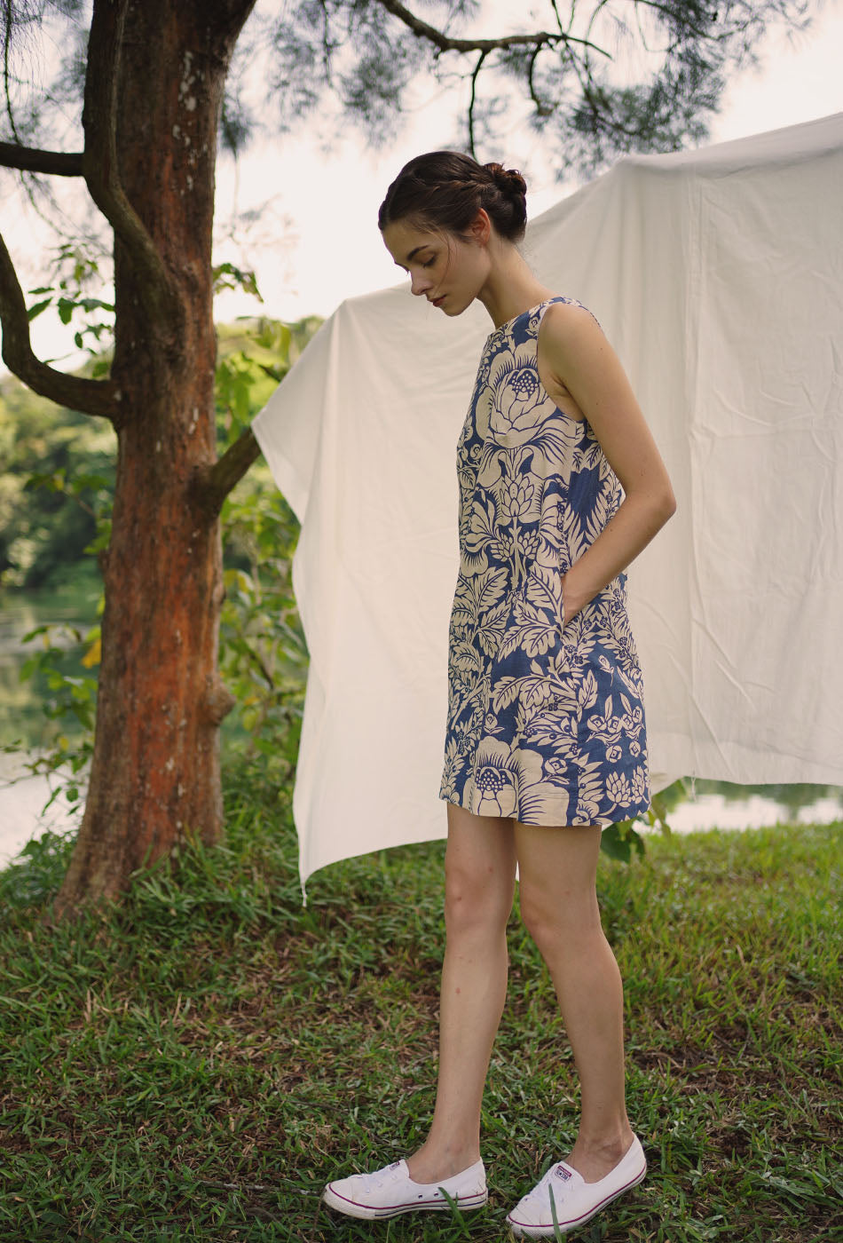 Pancakes for Dinner Linen Dress in Merry Blue