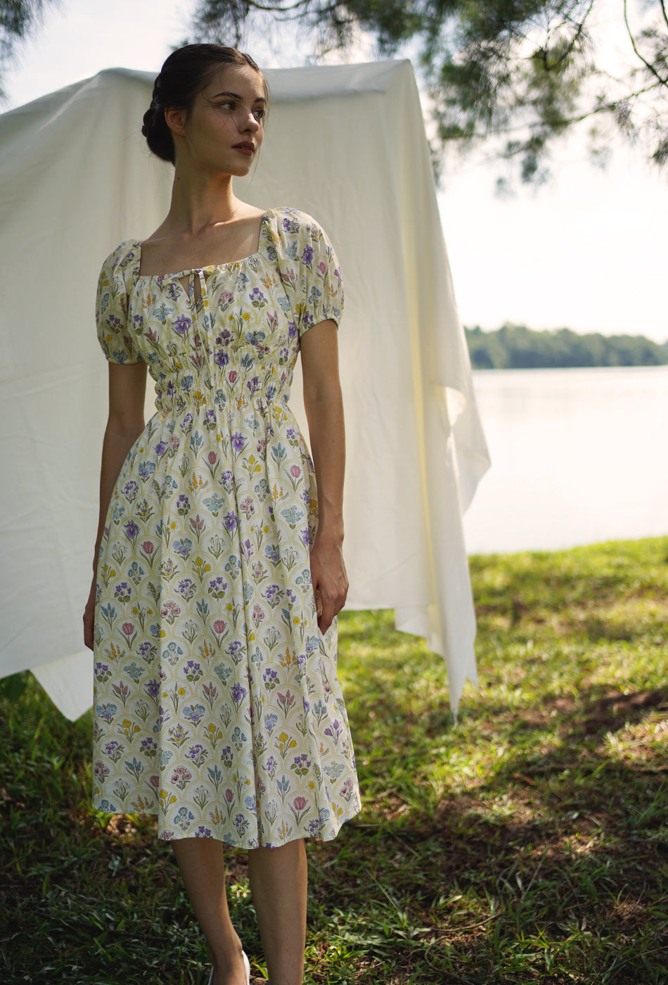 The Vineyard Cotton Dress in Yellow Market