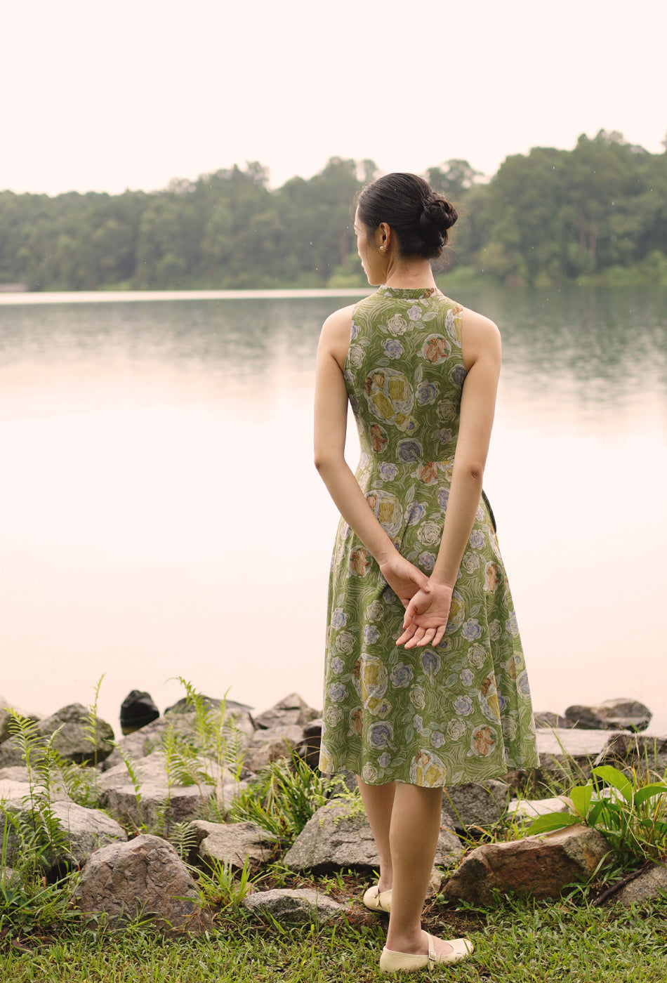 Cherished Cotton Cheongsam in Green Memories