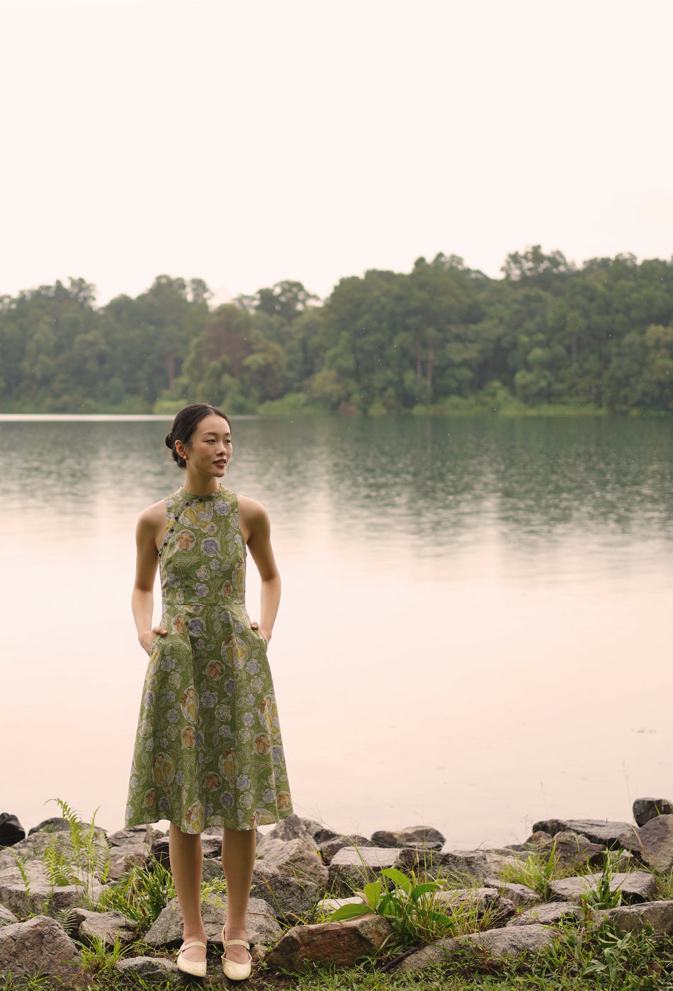 Cherished Cotton Cheongsam in Green Memories