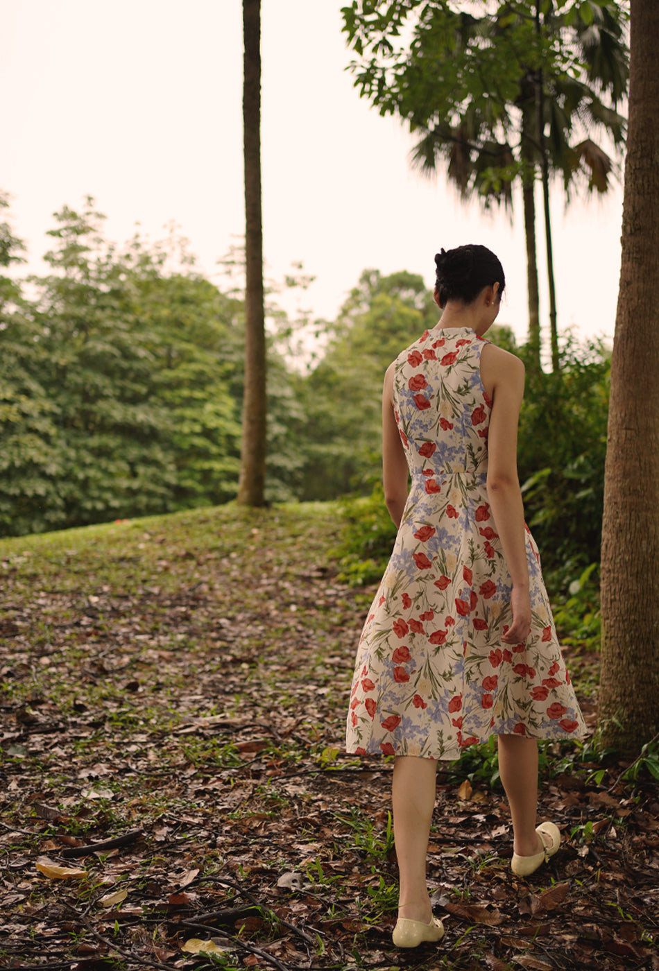 Cherished Cotton Cheongsam in Garden in Bloom