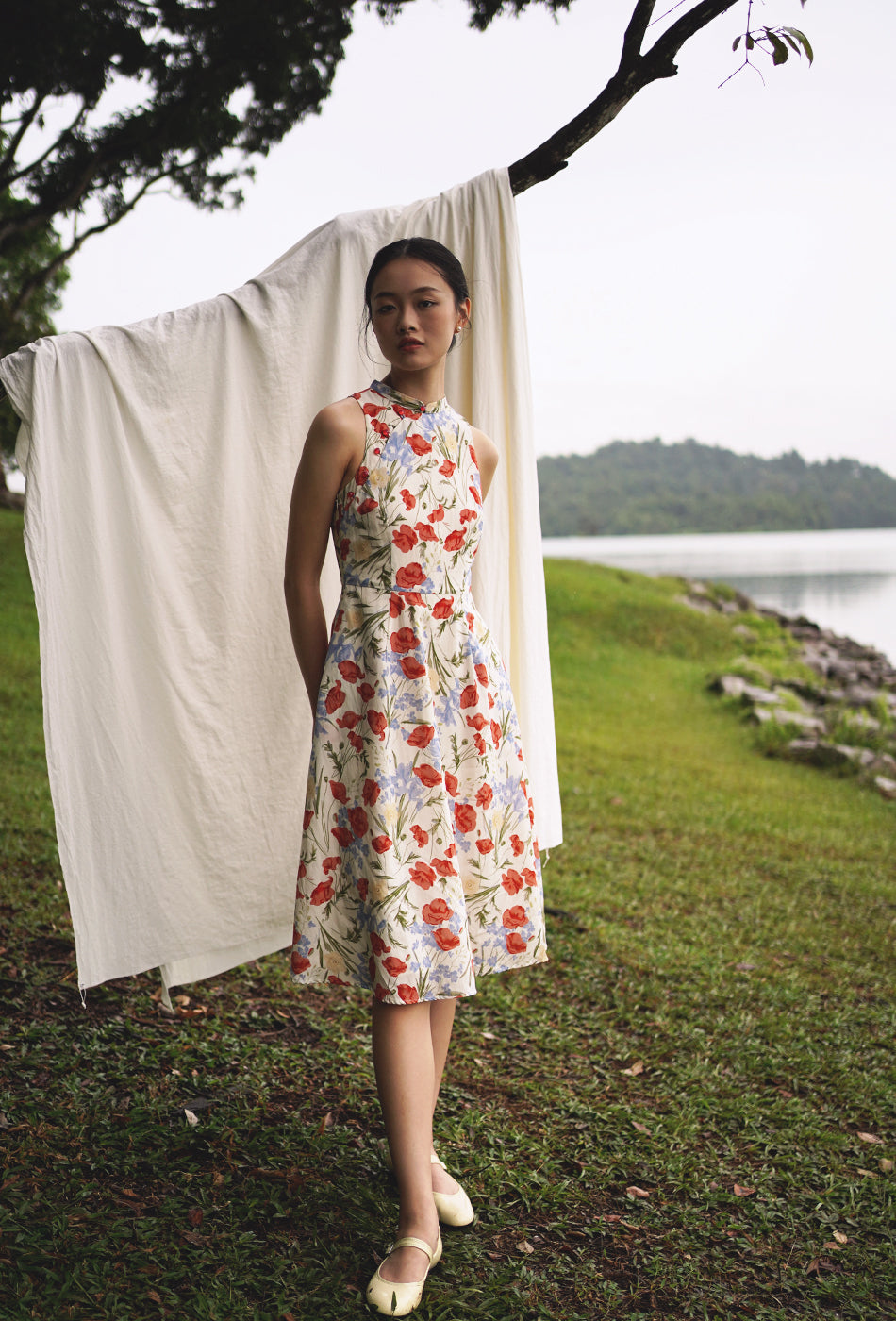 Cherished Cotton Cheongsam in Garden in Bloom