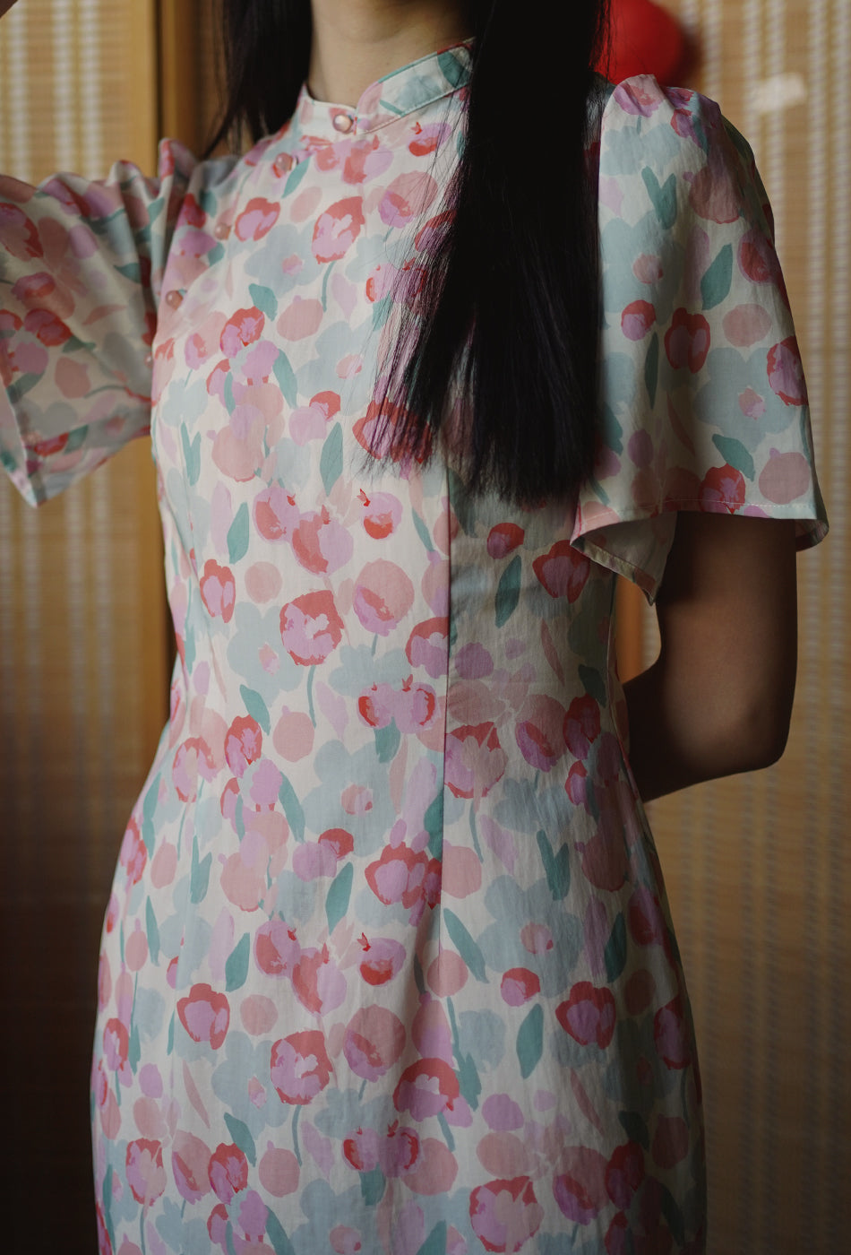 Favorite Oriental Cotton Cheongsam in Pink Valentine