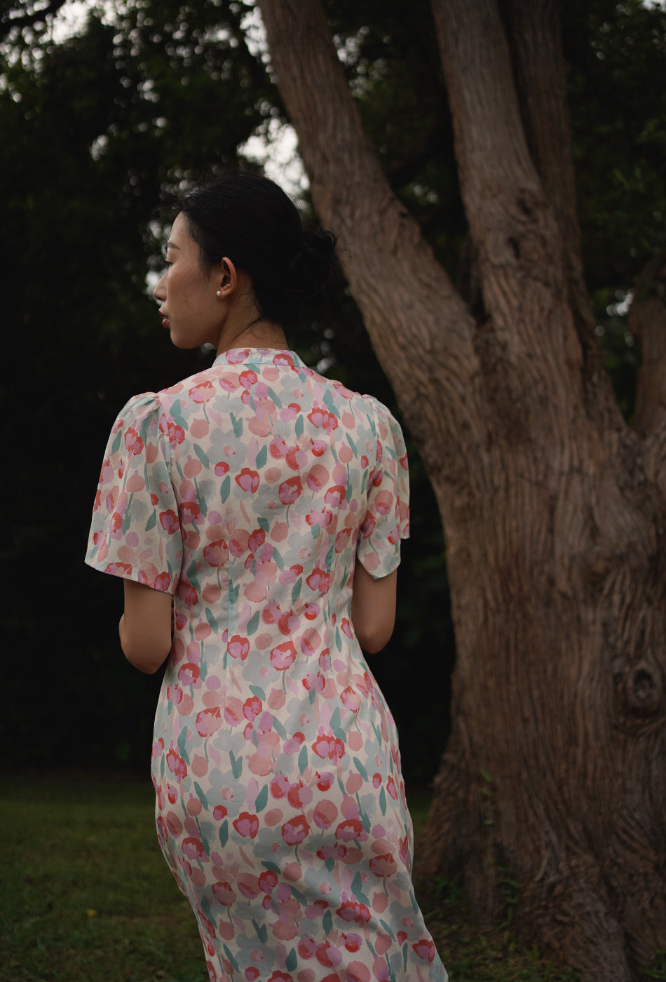 Favorite Oriental Cotton Cheongsam in Pink Valentine