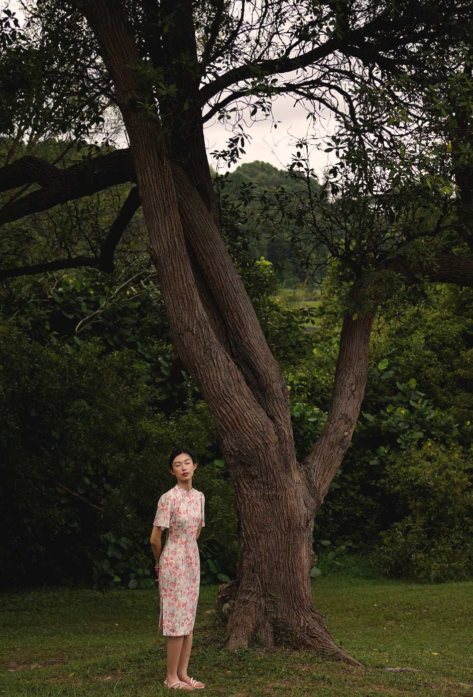 Favorite Oriental Cotton Cheongsam in Pink Valentine