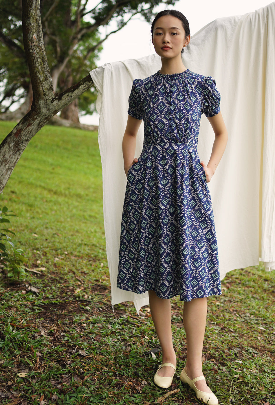 The Look of Love Cotton Dress in Blue Meadow