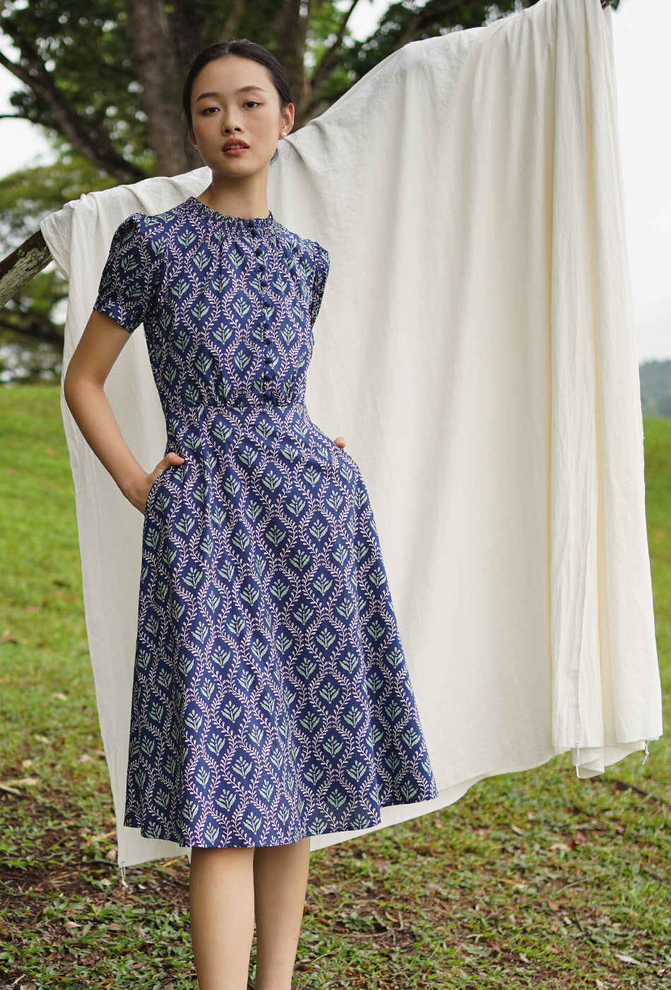 The Look of Love Cotton Dress in Blue Meadow