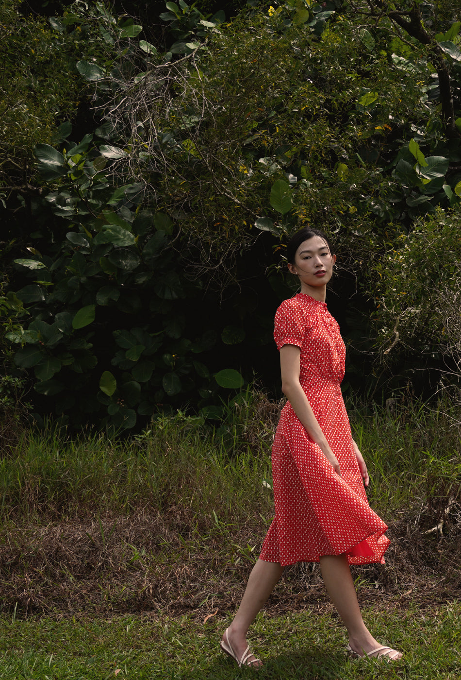 The Look of Love Cotton Dress in Red Romance