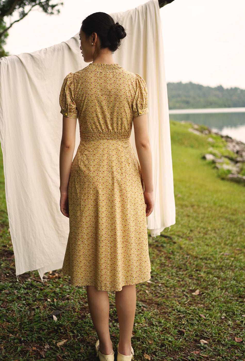 The Look of Love Cotton Dress in Yellow Bloom