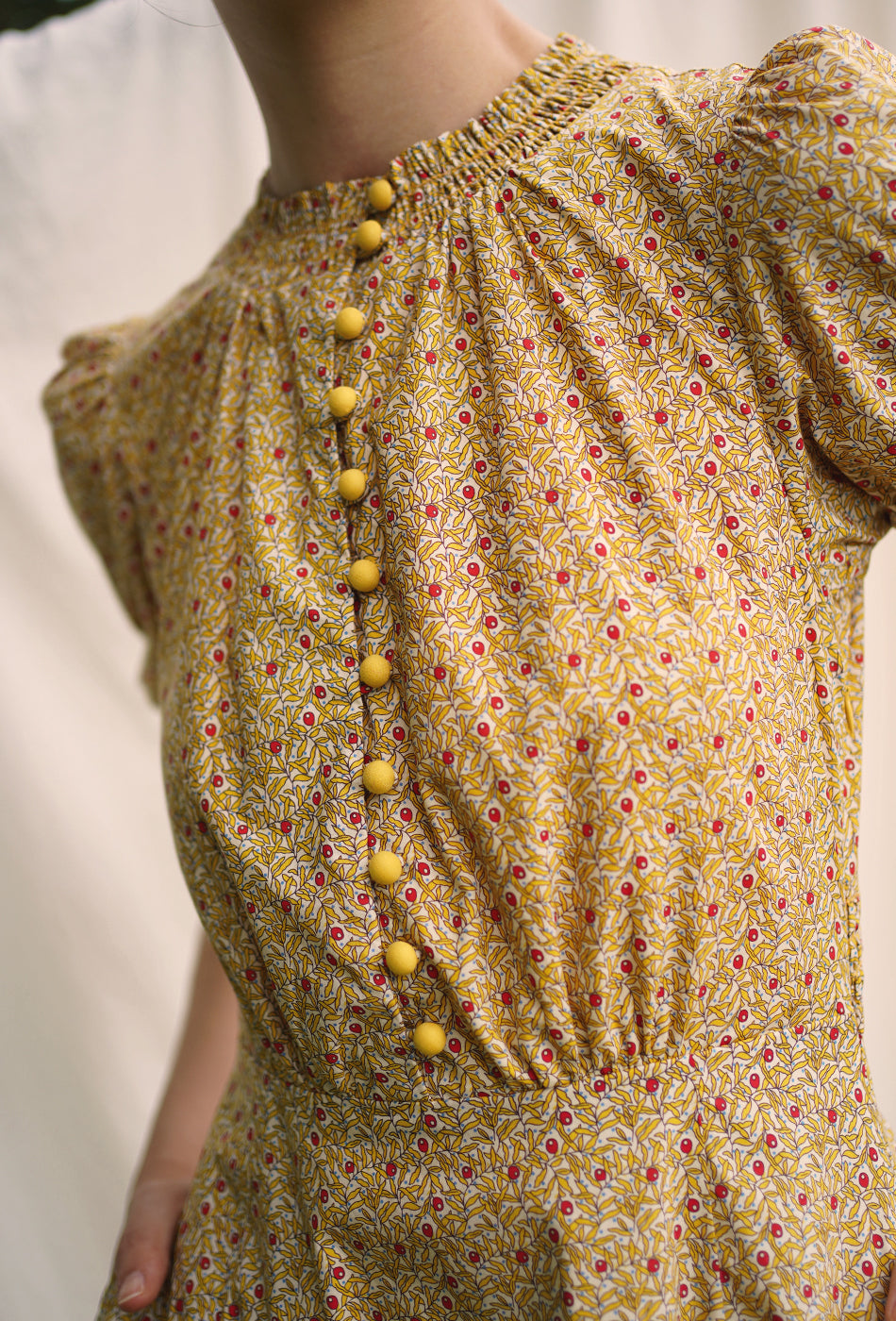 The Look of Love Cotton Dress in Yellow Bloom