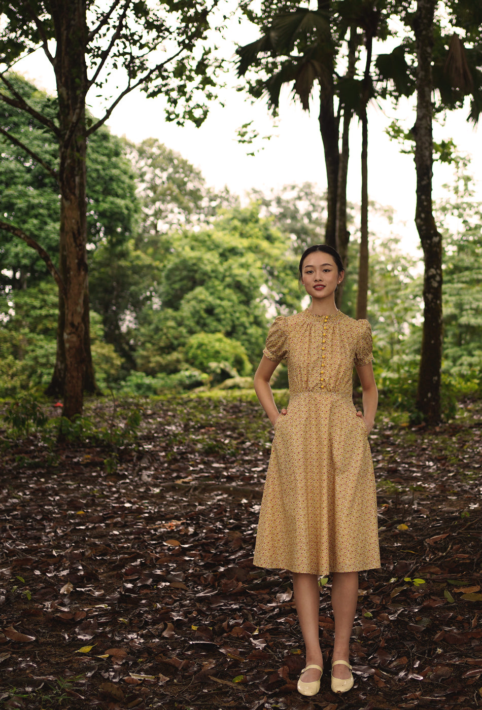 The Look of Love Cotton Dress in Yellow Bloom