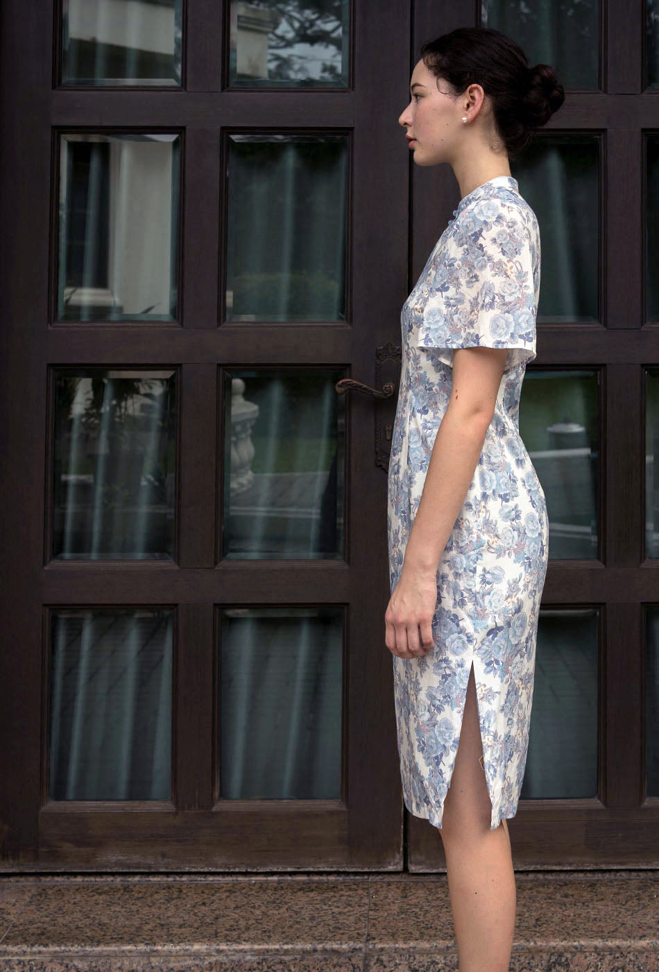 Favorite Oriental Cotton Cheongsam in Dreamy Blue