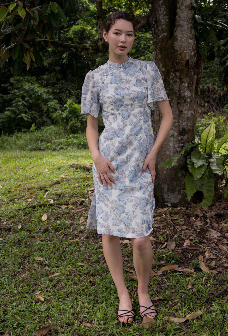 Favorite Oriental Cotton Cheongsam in Dreamy Blue