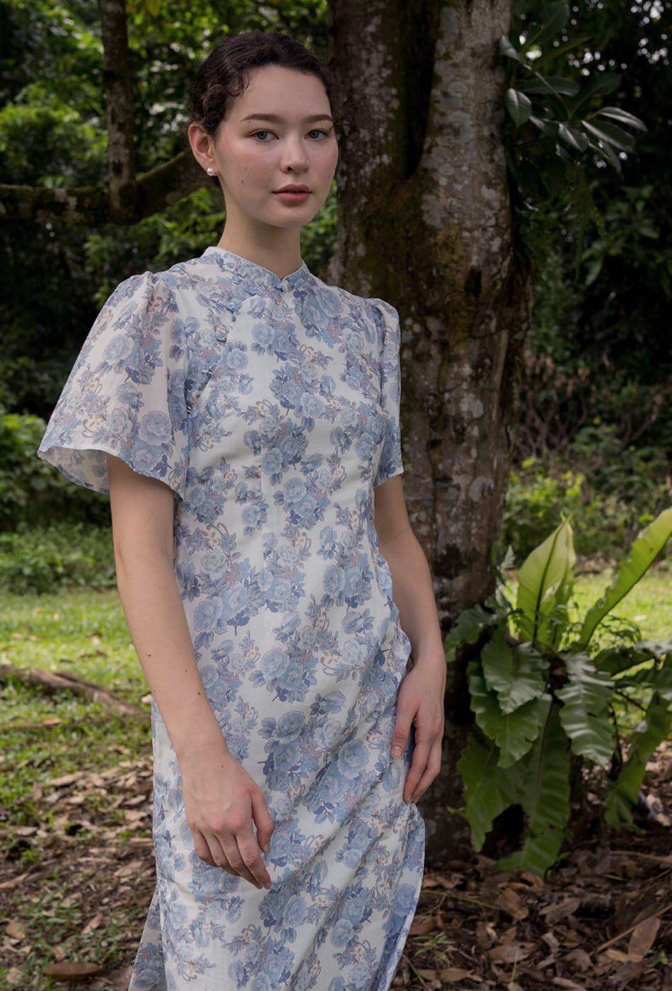 Favorite Oriental Cotton Cheongsam in Dreamy Blue